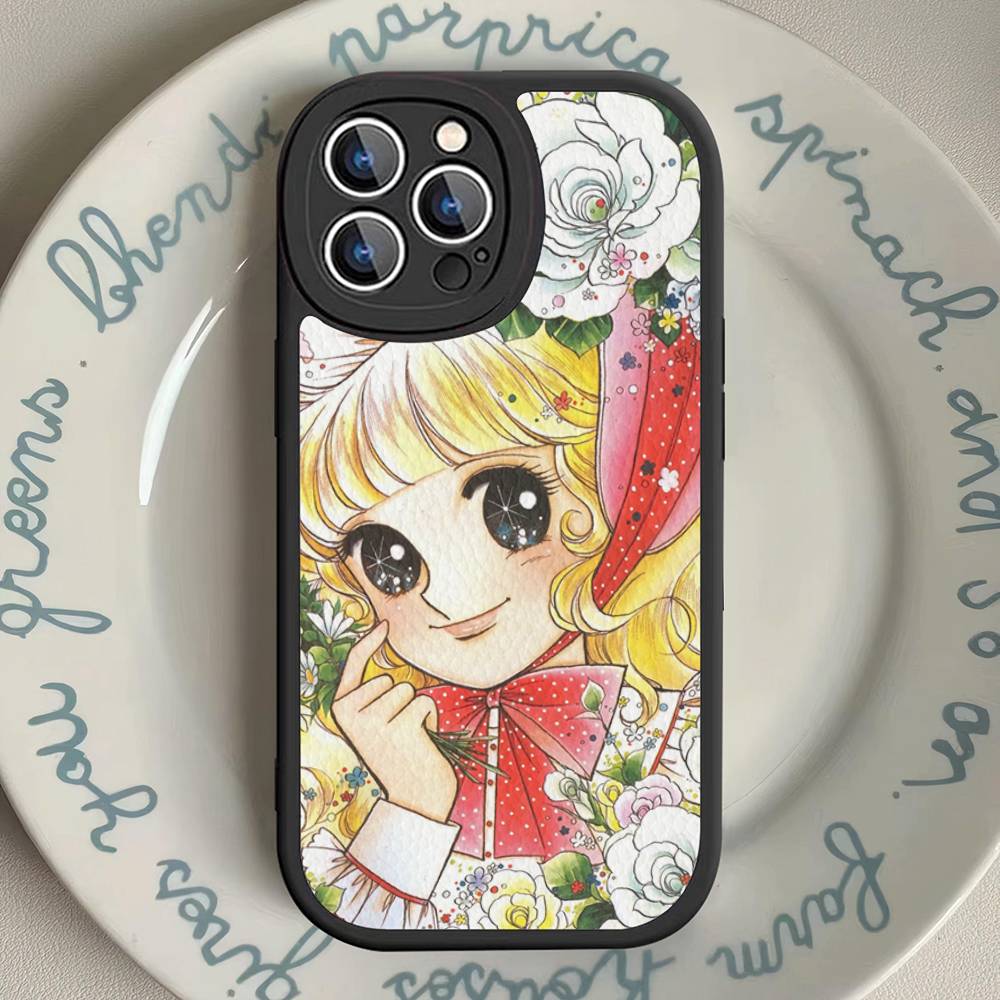 Manga Candy Phone Case For IPhone 16 15 14 13 12 11 Pro Max Plus Leather Soft Cover