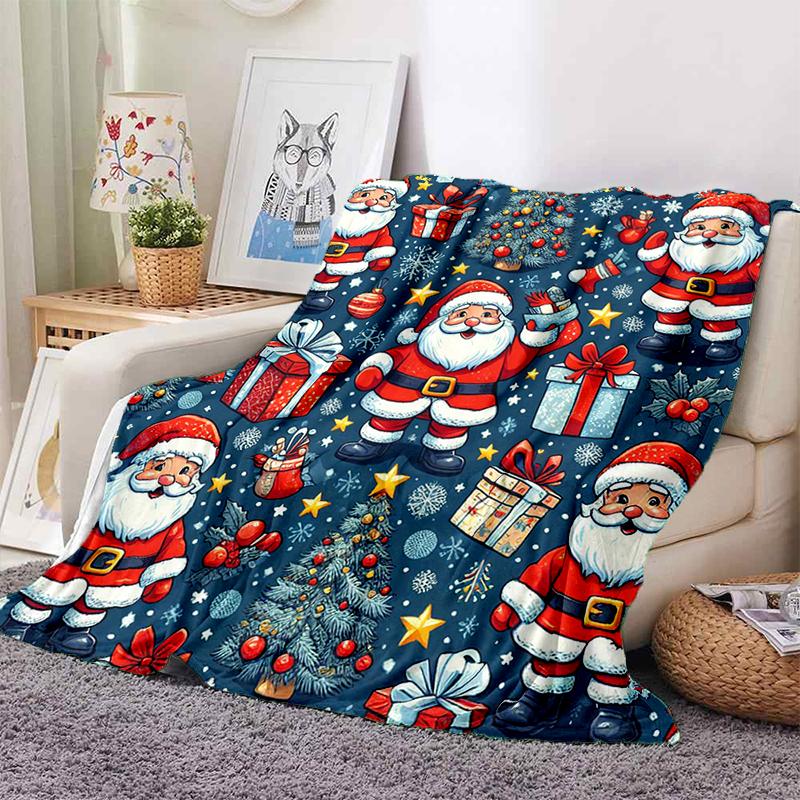 Cartoon Santa Claus Merry Christmas Snowman New Year Gift Soft Flannel Blanket for Beds Bedroom Sofa,Throw Blanket for Cover
