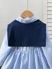 2025 Autumn Girls' Two-piece Set: Turn-down Collar Shirt Dress with Casual Small Shawl