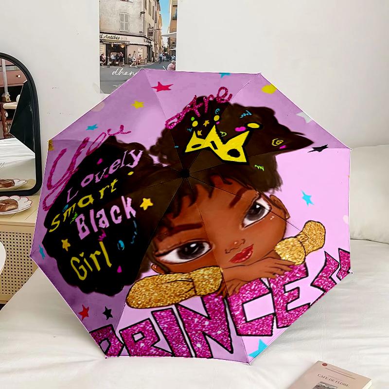 Black Princess Magic Celebration Umbrella 8-Frame for Travel, camping, Casual Lightweight Portable Umbrella, Essential for every family Holidays Gift