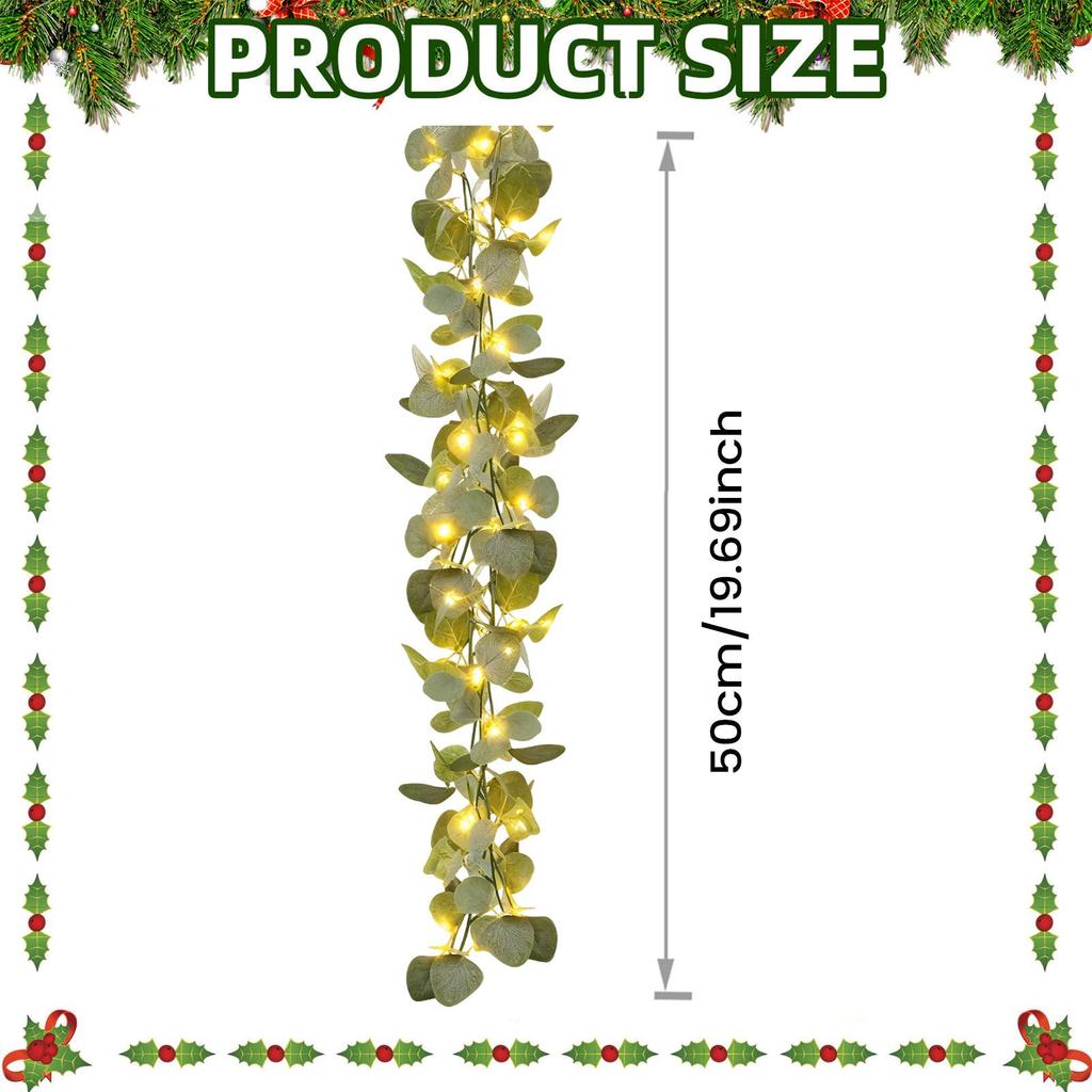 Christmas Garland With Timer Hangable Christmas Artificial Vine Garland Decoration For Window Fence Porch Arch Mantel Fireplace