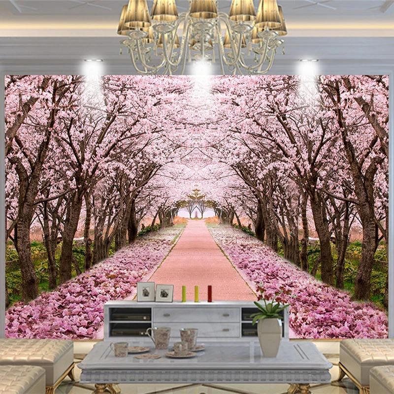 3d Romantic Space Extension Wallpaper Cherry Tree Mural Living Room Tv Sofa Wall Murals Home Decor