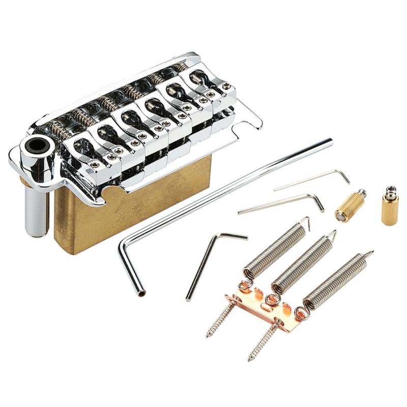 

2-Point Electric Guitar Bridge Tremolo Bridge and Full Size Brass Block Electric Guitar Tremolo Bridge Easy to Install 1