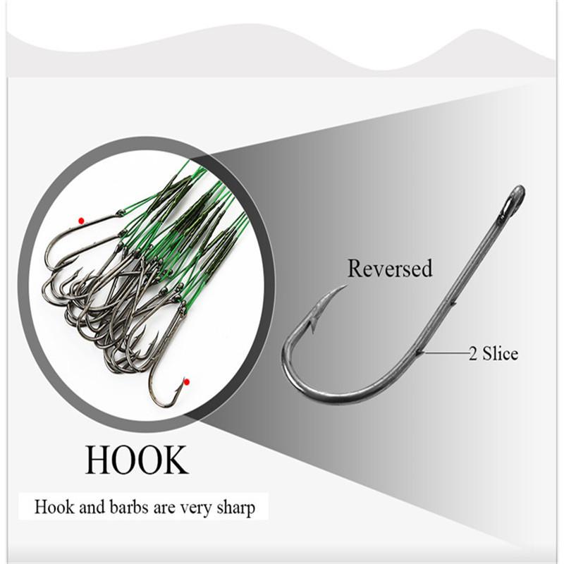 FTK 20 Piece Fishing Steel Hook and Wire Leader with Rolling Swivel Clip 12cm/4.724in 16cm/6.30in 20cm/7.874in