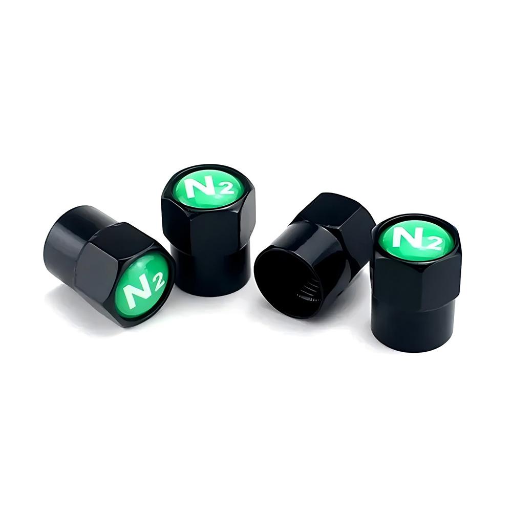

100pcs Black Plastic N2 Logo Tire Valve Caps Chrome Nitrogen Car Tyre Valve Stem Dust Covers Wheel Rim Parts Tyre Accessories чорний