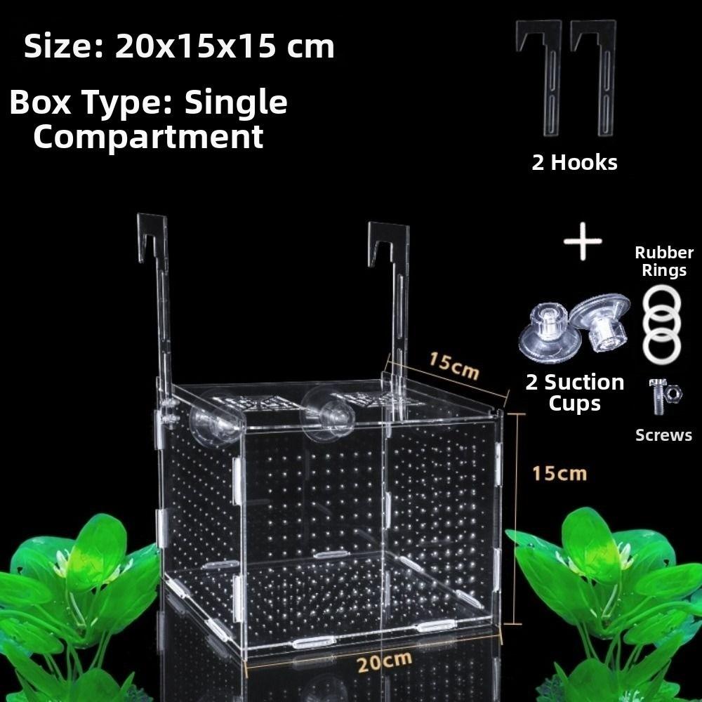 1PC Small Fry Aquarium Isolation Box Spawning Hatching Hatchery Divider Fish Breeding Box with Hook Acrylic Hydroponic Plant Box