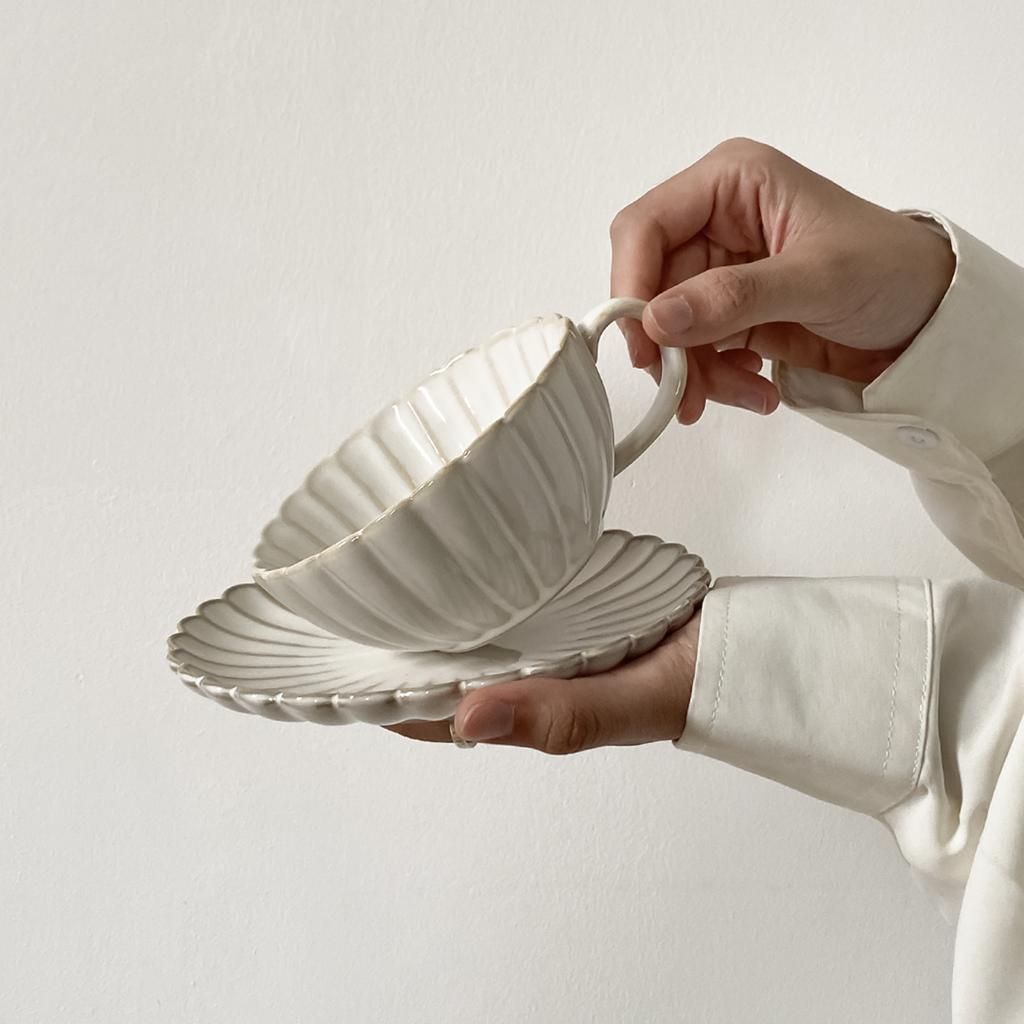 1Set Ceramic Japanese Cup and Saucer Set, Japanese Tea Cup and Saucer, Coffee Cup and Saucer, Drinking Cup for Breakfast, Tea Party, Afternoon Tea