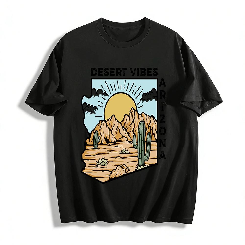 Desert Vibes Arizona Graphic Casual Short Sleeve T-Shirt Pure cotton T-shirt XXS