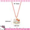 Hello Kitty Sanrio Pave Crystal Pendant Necklace for Women, Officially Licensed, 16-inch + 3-inch Glitter Necklace, Enamel Plated, Gold Plated,
