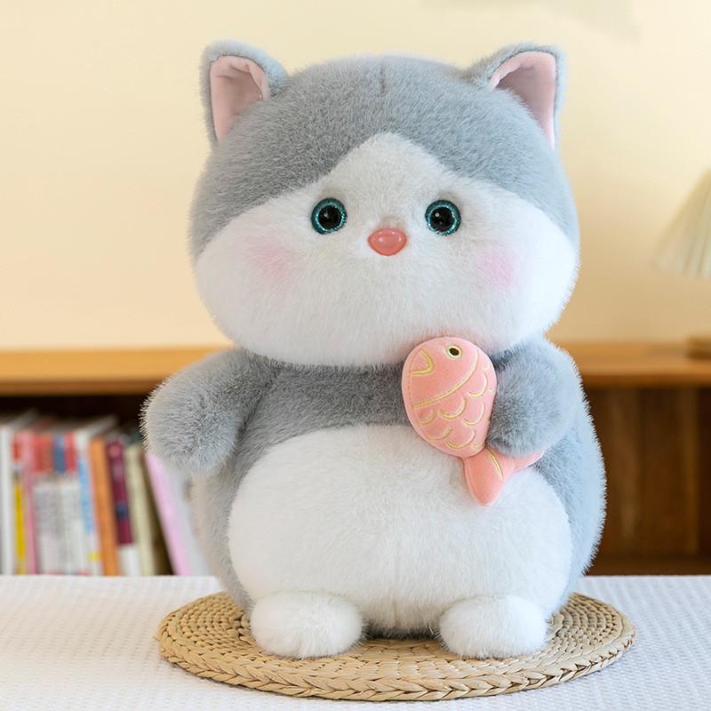 Eating Cartoon Fish Cat Plush Toy Cute Bedtime Companion Girl Kid Holiday Gift