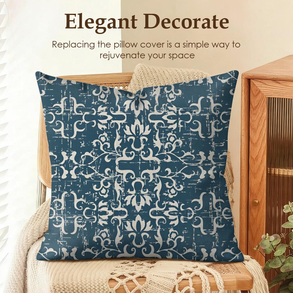 Funda de Cojín con Estampado Estilo Lavado Vintage Funda de Almohada de Lino Natural Funda de Cojín con Estampado a Doble Cara Para Sofá Decoración del Hogar