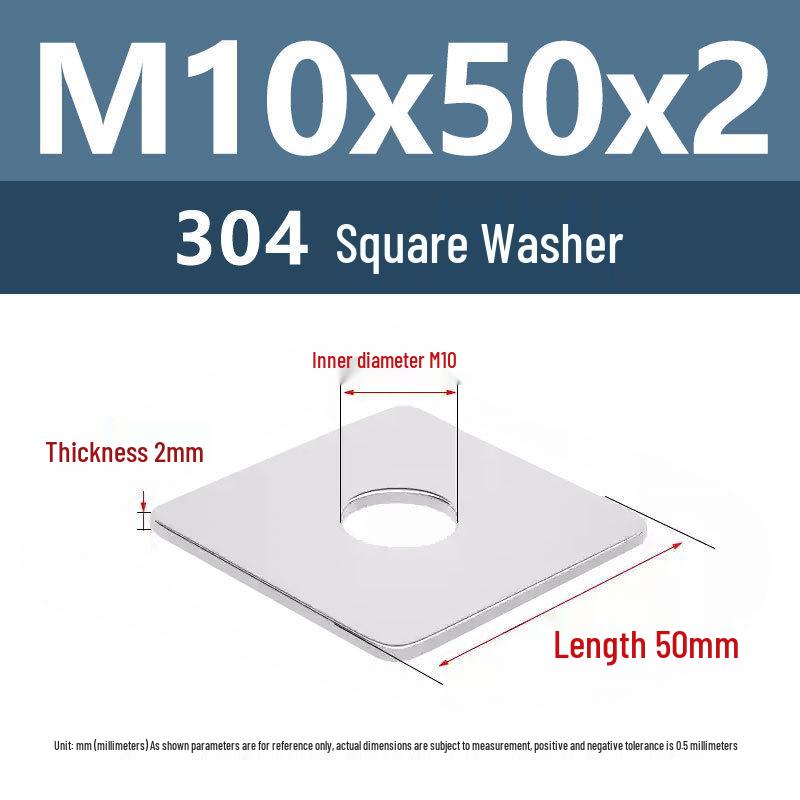 Yigu 304 Stainless Steel Thickened Square Flat Washer M3/M4/M5