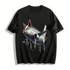 Creative Pig Fighter Plane Print Casual Short Sleeve Tee Pure Cotton T-shirt
