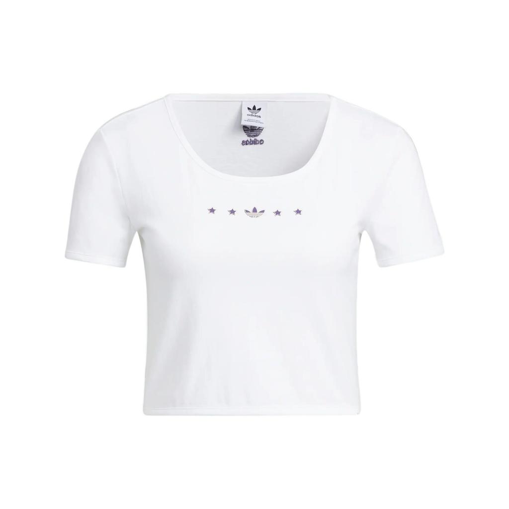 Adidas Originals MC Mc Crop Tee Logo T-Shirt Women Tops White HZ5349