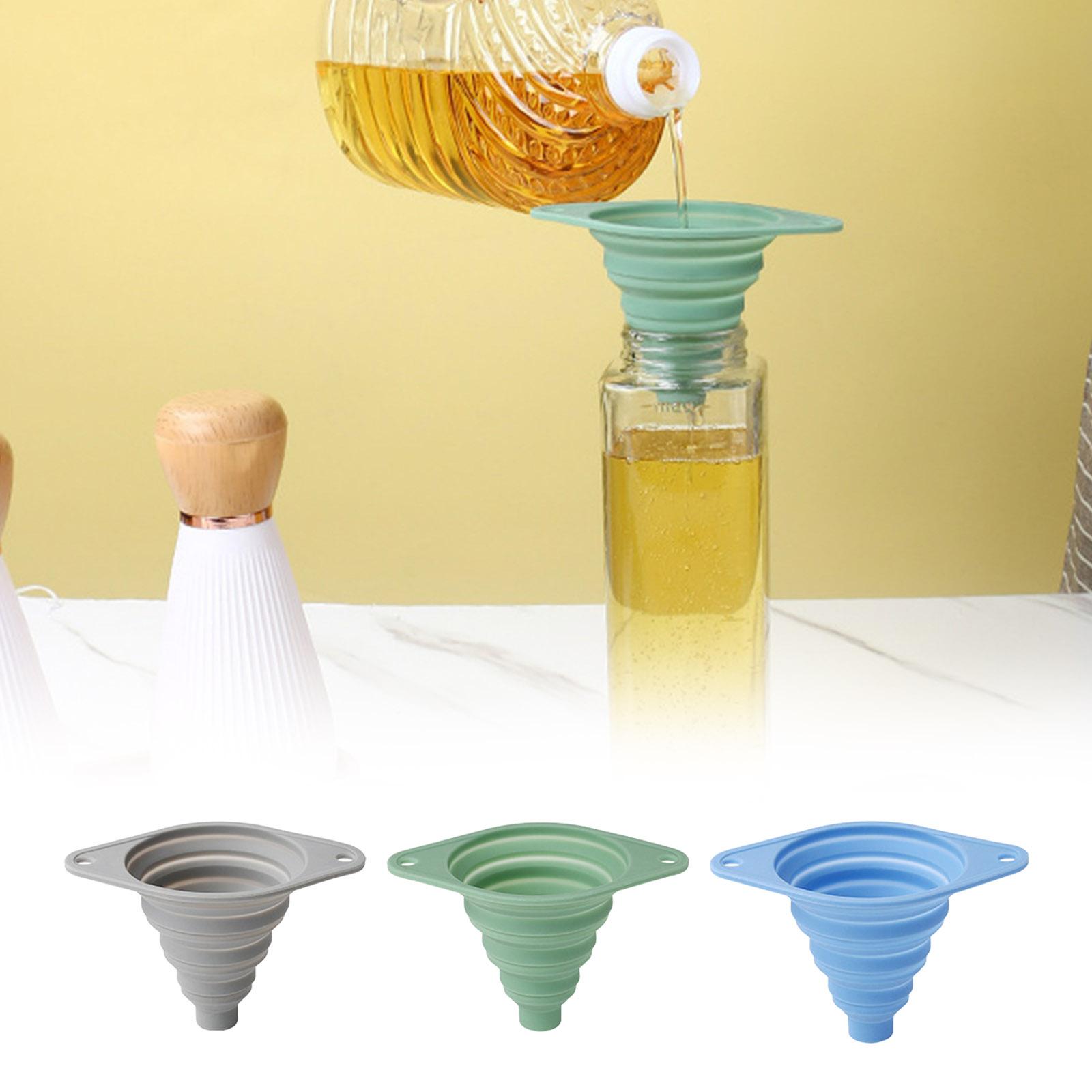 Silicone Telescopic Funnel For Kitchen Use Wine Pouring Folding Oil Drain Oil Pouring Small Stainless Steel Kitchen Funnel Set светло-зеленый