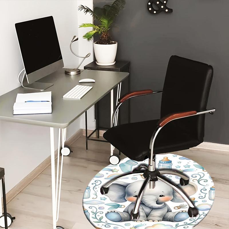 1PC Elephant Bird Non-Slip Floor Round carpet, Office, family, bedroom, Large Area Rug Indoor Rugs, Durable Polyester-L0373
