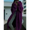 Cárdigan Largo de Punto para Mujer Oversize de Punto Grueso Abierto por Delante