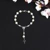 Rosary Finger Baptism Rosaries White Rose Bracelet for Baptism Favor Christening