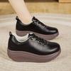 Women Platform Loafers Black Casual Leather White Shoes Thick Sole Height Increase Shake Shoes