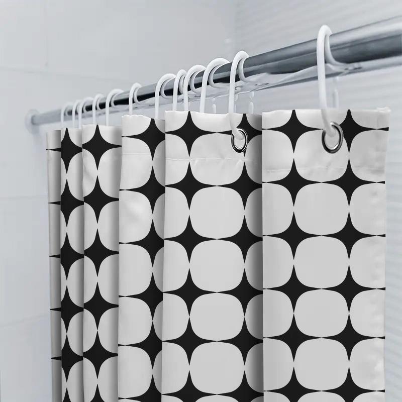 Modern White Black Shower Curtain With Bathroom Decor Set Perfect For Bathtub (Size: 72X84Inches)