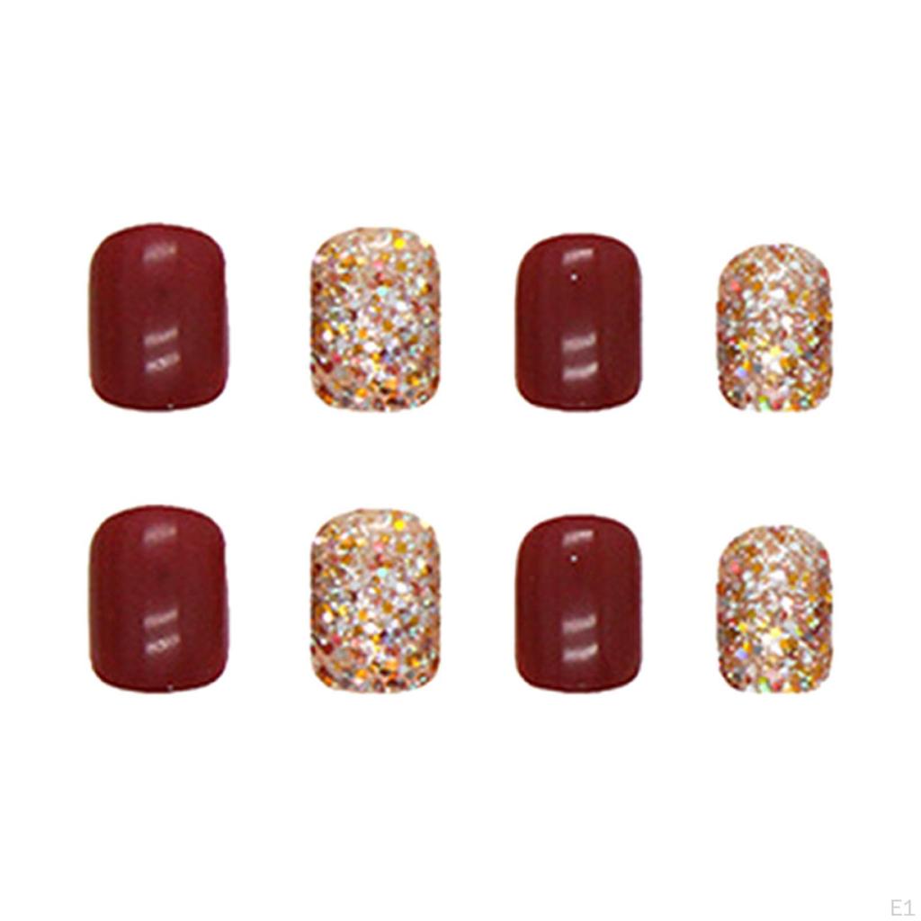 24x Press On Nails Glitter Artificial False Manicure Fake for Women Girls Year