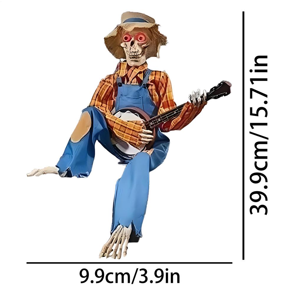 Skeletons Luminescent Animated Glowing Skull Guitar Statue Latest Horror Night Halloween Skeleton Sculpture