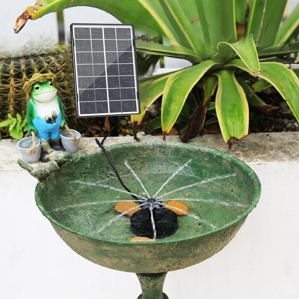 New 2025 Year Model Solar Fountain Pump Improved Glass Solar Panel with 5 Spare Nozzles Garden Bird Shower Waterfall 3.5W