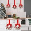 Mini Christmas Wreath with Red Velvet Bow Cabinet Door Decor for Kitchen Window Farmhouse Front Door Wall Fireplace Berry Garland