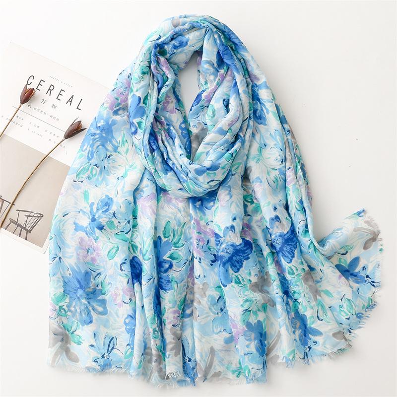 Women Fashion Bohemian Floral Patchwork Tassel Viscose Shawl Scarf Lady Print Soft Wrap Neck Snood Bufanda Muslim Hijab 180*90cm