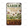 Vintage Garden Art Poster Metal Tin Sign Garden Pardon The Weeds Im Feeding The Bees Gift Metal Signs for Backyard Home Decor