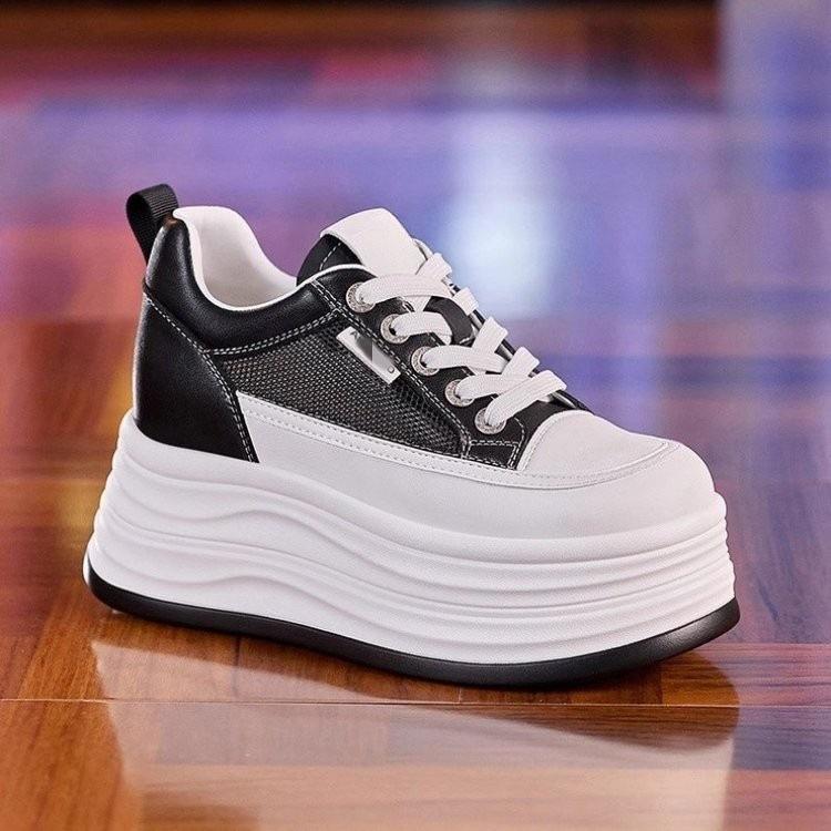 

Весна и лето сетчатые дышащие новые короткие туфли Le muffin обувь см толстая подошва увеличивающая высота платформа туфли 34 чёрный