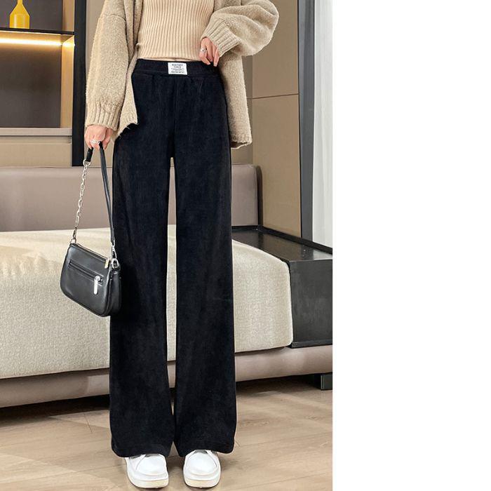 

Женские повседневные брюки с утолщенной флисовой подкладкой, прямого кроя, драпирующиеся, с широкими штанинами, с высокой посадкой, в осенне-зимнем стиле, удобные ощущения M