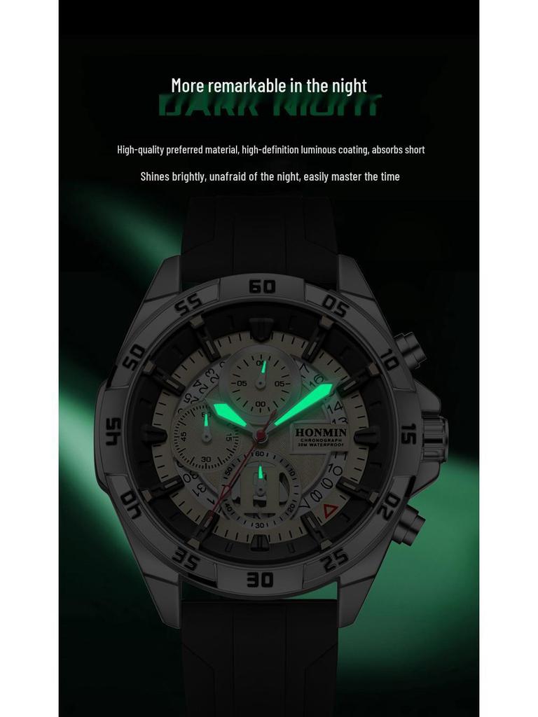 HONMIN Men's Outdoor Multifunction Quartz Watch - Luminous, Waterproof, Large Dial
