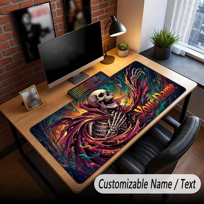 Skull Gothic Theme Custom Mouse Pad Personalized With Name Text Customized Desk Mat For Office Home Decor