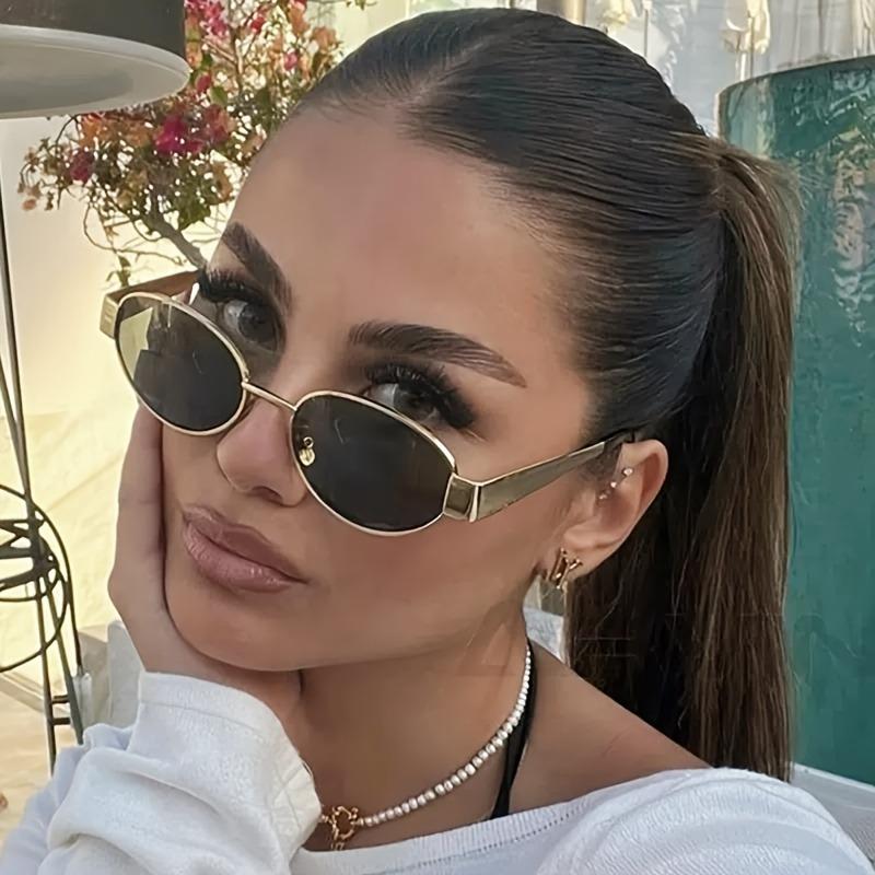 1pc Women's Oval Metal Fashion Glasses, Lightweight & Durable, Ideal for Casual Wear & Stylish Accessories.