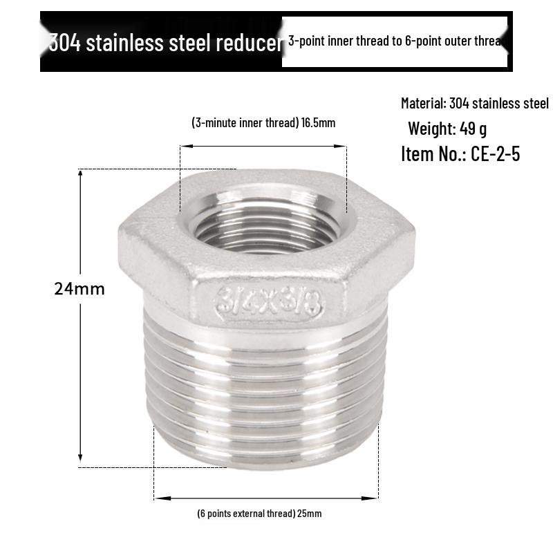 Reductor Buching din Oțel Inoxidabil 304: Reductor de 1,5", 1,2", 1" la 3 minute, 2 minute, 1 minut cu filet exterior și interior