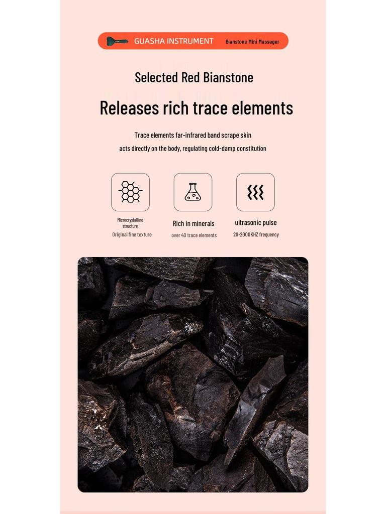 Lightweight Portable Electric Gua Sha Board with Bian Stone Vibration & Heating for Massage