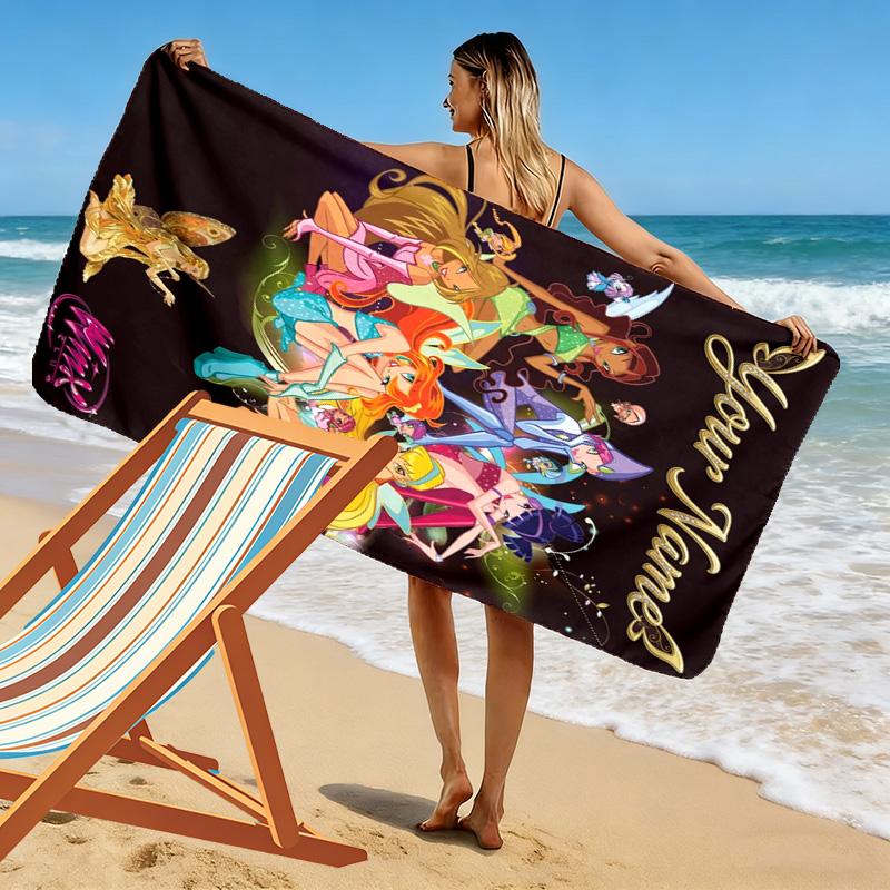 Name Custom Winx Print Beach Towel, Large Soft Quick Dry Towel for Beach Camping Swimming
