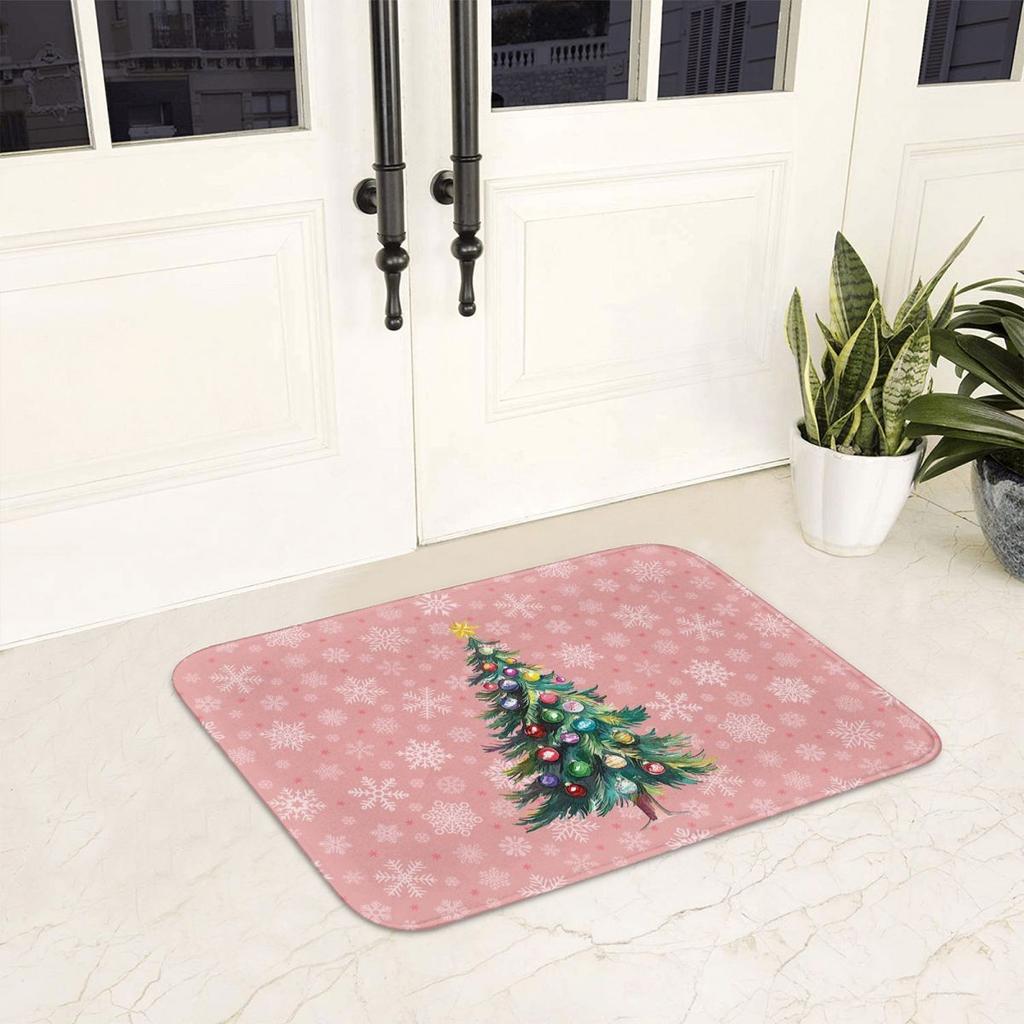 1 Stück Anti-Ermüdungs-Küchenteppiche, weihnachtlicher rosa Baumdruck, wasserdichte, rutschfeste, dick gepolsterte Küchenmatte, strapazierfähige, bequeme Stehmatte für die Küche