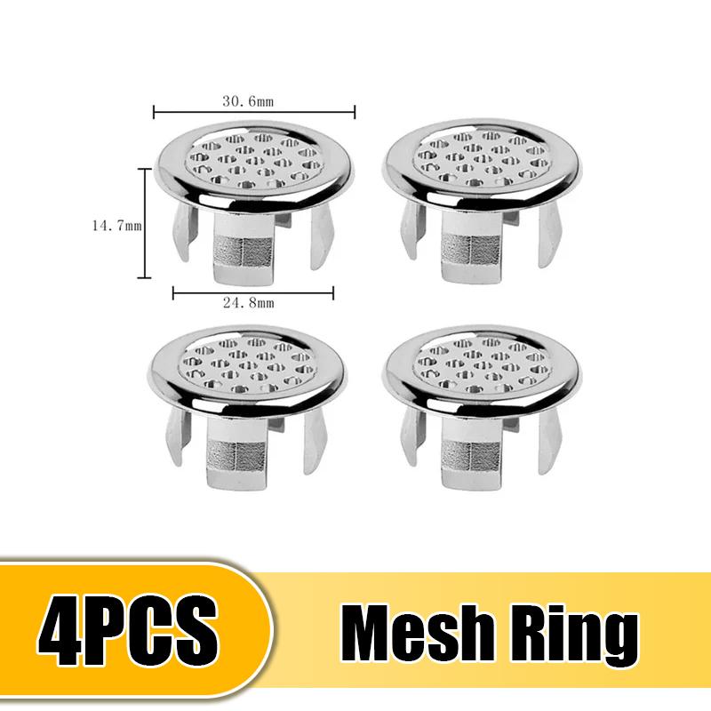 1/4Pcs Sink Hole Overflow Cover Basin Trim Bath Sink Holes Drain Cap Replacement Bathroom Wash Basin Hollow Overflow Rings Plug