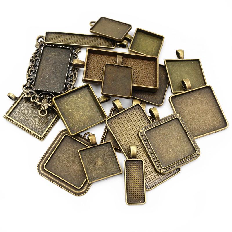 30g Směs stylů Starožitný bronz Stříbrný pozlacený zinková slitina Přívěsek Prázdný Cameo Cabochon Základna Nastavení Rámečky Šperky Příslušenství