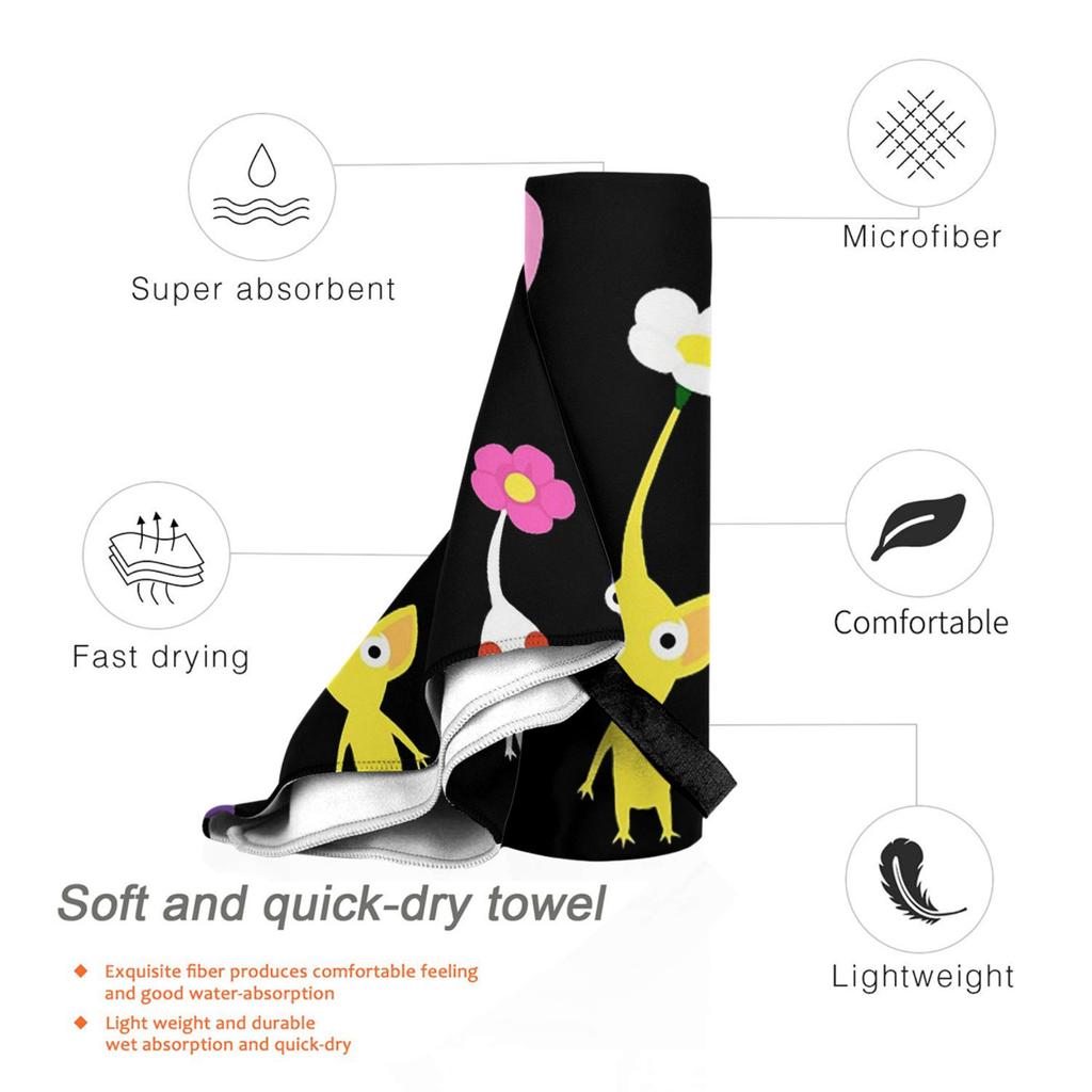 Cute Pikmin Pattern Blue Beach Towel Soft Microfiber Quick Dry Absorbent Quick Towels For Swimming