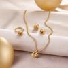 Gold Color Alloy Metal Twist Lucky Knot Earrings Necklace Ring Zircon Set for Women Girls Trendy Geometric Vintage Accesories