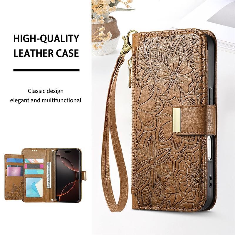 Leather Case with Card Holder for IPhone 18 17 15 16 13 14 12 11 Pro Max 17E 16E Casing Full Protection Girl Wallet Phone Covers