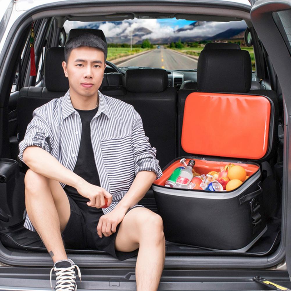 20L Outdoor Tragbare Haushalt Auto Kaltlagerung Isolierte Lebensmittel Thermische Kühltasche für Camping AngelnSchwarz