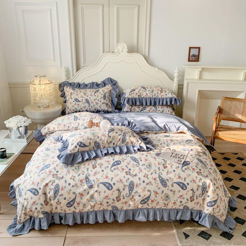 Four Seasons Universal Princess Style Four Piece Set Thickened Girl Heart Lace Bed Sheet Quilt Set Double Bedding