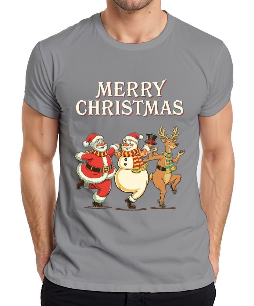 Merry Christmas Santa Claus Snowunisex Reindeer Dancing Vintage Unisexs Tshirt