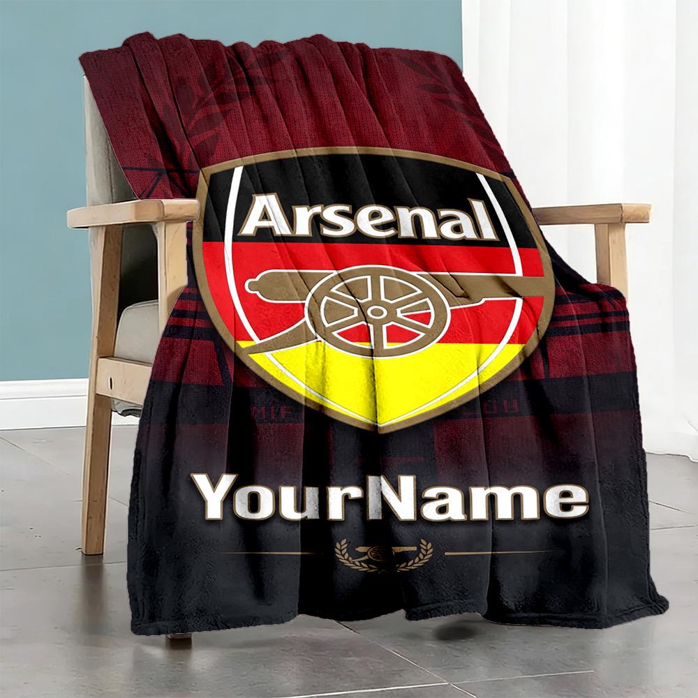 Arsenal Personalized Text Blanket Multi-purpose Personalized Blanket Durable Comfort Throw For Couch Home Decor Office Picnics All-Season Use