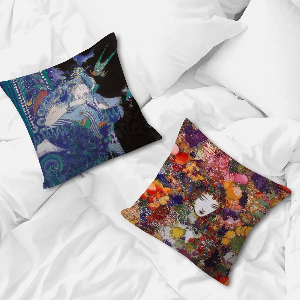 Painting YYoshitaka Amano Art   Pillow Gift Home Office Decoration Bedroom Sofa Car Cushion Cover case 45x45