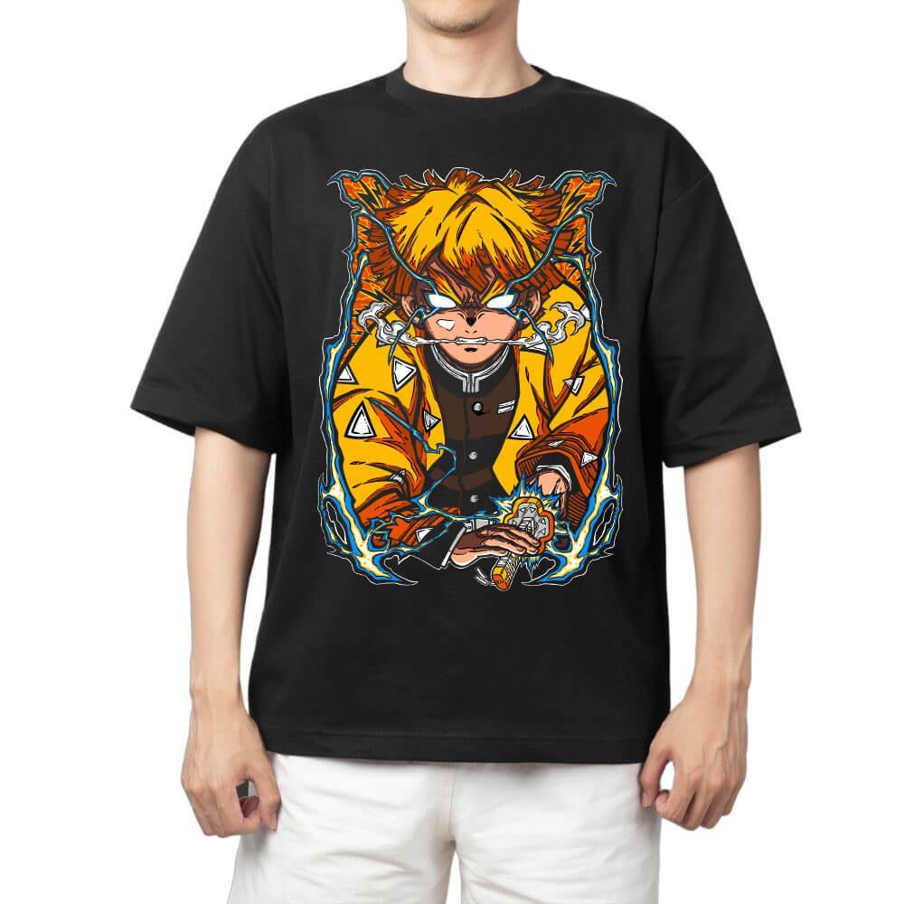 Demon Slayer Tanjiro Kamado Hinokami Kagura Flame Circle Anime Print T Shirt Men 2026 Summer Casual Streetwear Oversized Cotton